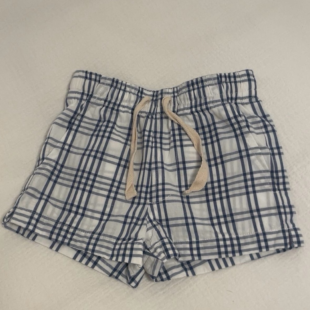 Plaid Blue and White Kids Shorts